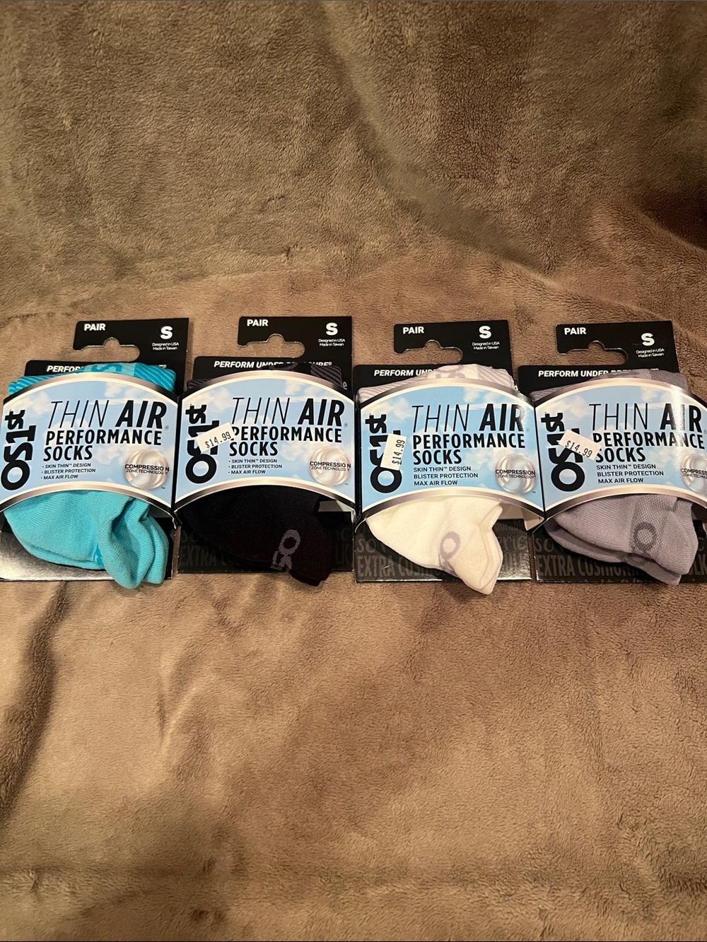 OS1ST Women’s No-Show Socks - Aqua, Black, White, Gray - 4-Pack
